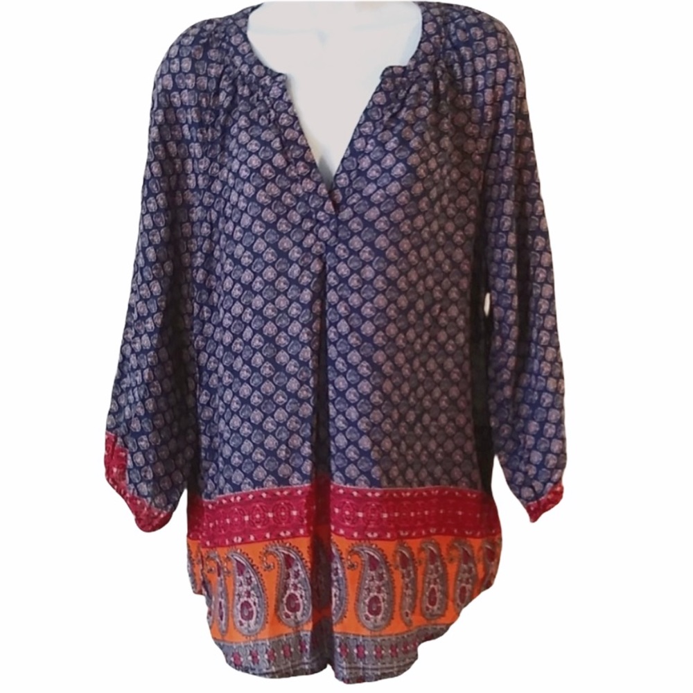 Paisley Boho Popover Blouse